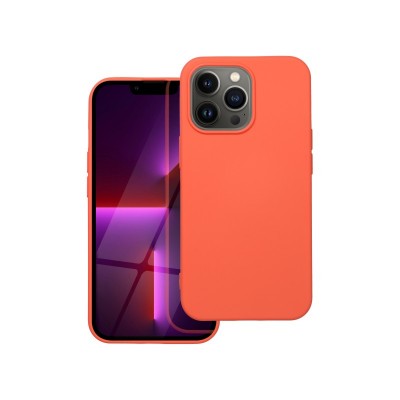 Husa iPhone 14 Pro Max, SIlicon Catifelat cu interior Microfibra, Orange